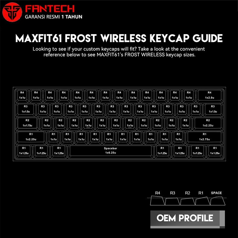 Fantech MAXFIT61 FROST Wireless Hotswap Keyboard Gaming Mechanical RGB