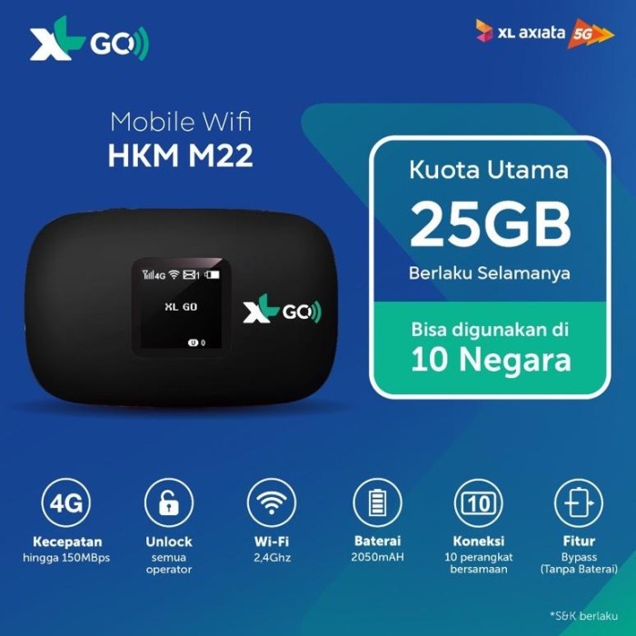 Produk Terbaru New Modem Hkm M22 Wifi Unlock 4G Bypass Battery Free Xl Go Izi 25Gb