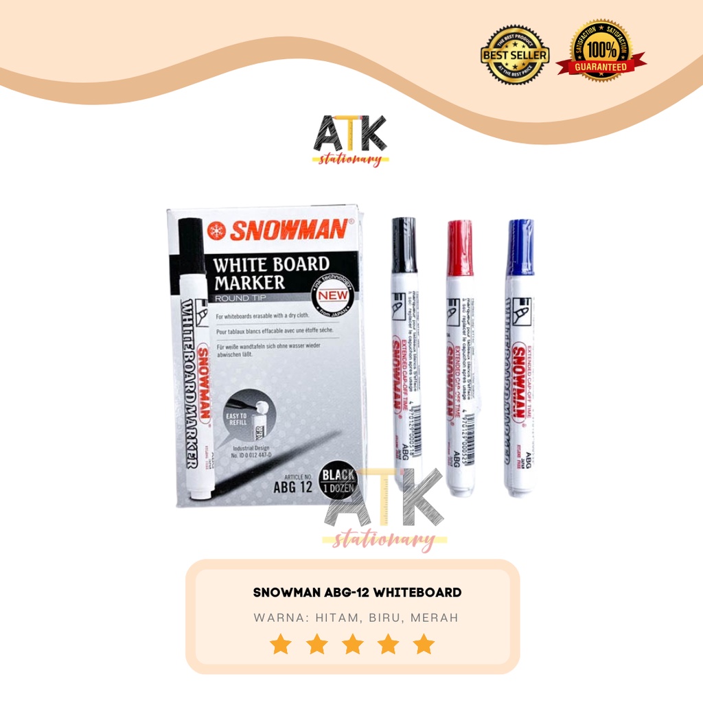 

Spidol White Board Marker Snowman ABG-12 / Spidol Non Permanent atk