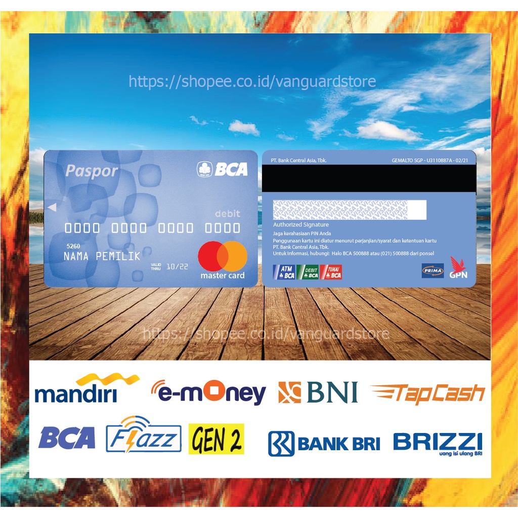 KARTU E MONEY E TOLL KARTU BCA BLUE MASTERCARD 3 DEBIT CREDIT EMONEY MANDIRI FLAZZ BCA BNI TAPCASH BRIZZI BRI - 2 SISI