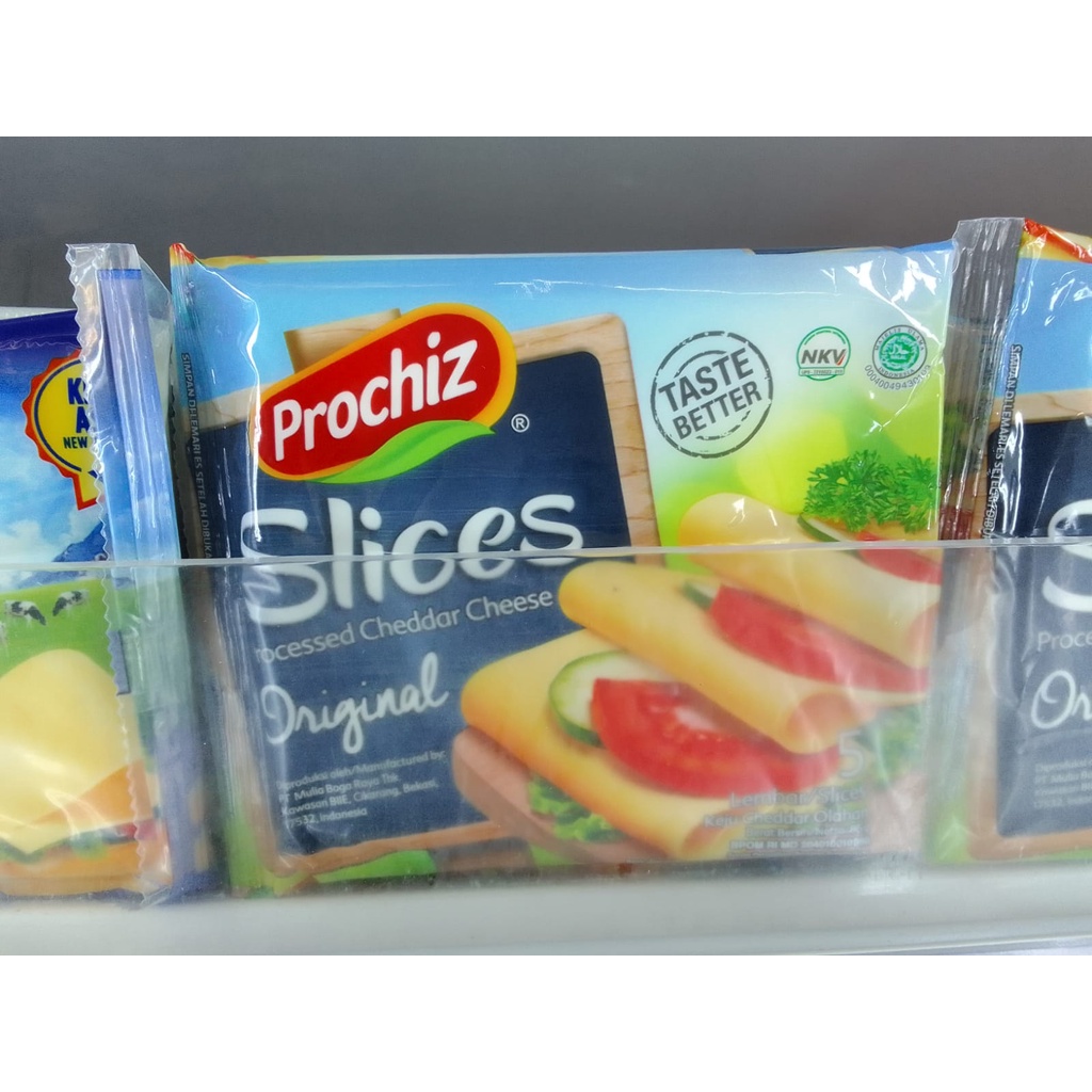 

Keju Slice Rocessed Cheddar cheese Prochiz Original Isi 5 Slice 85 Gram