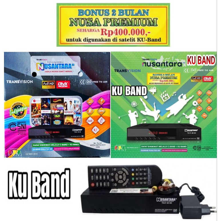 RECEIVER NUSANTARA HD TRANSVISION GREENBERRY S2 STRAWBERRY KU BAND CHANEL LENGKAP