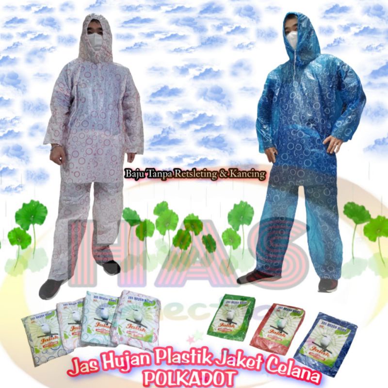 Jas hujan HDPE/LDPE JAKET CELANA POLKADOT - RANDOM