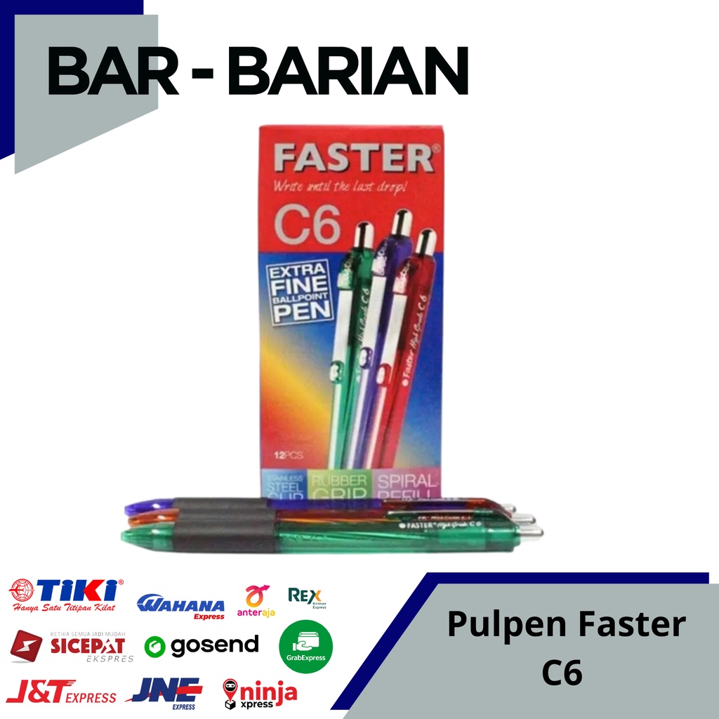 

PULPEN / PEN / BALLPOINT FASTER C6 WARNA HITAM DAN BIRU
