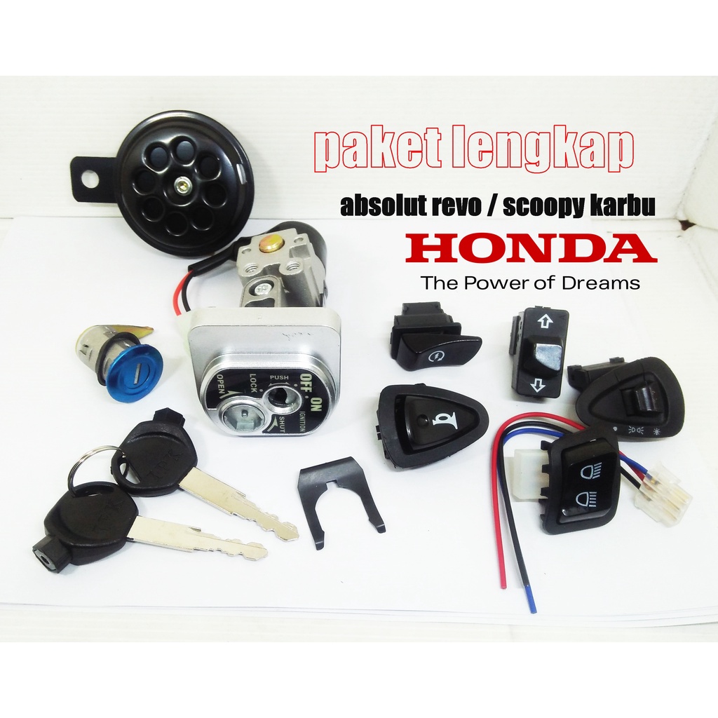 Paket Satu Set Kunci Kontak Scoopy Karbu 2009 2011 2012   + Lengkap dengan Kunci Jock Jok