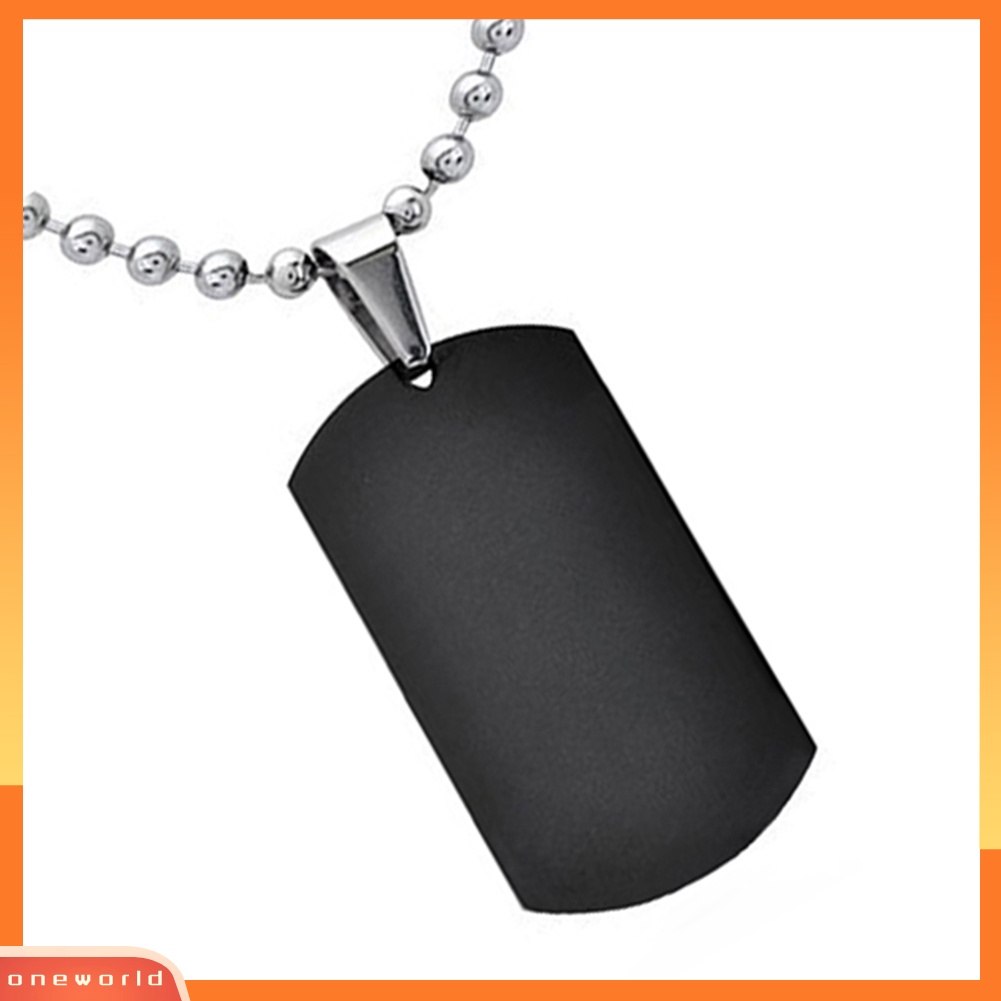 {oneworld} Kalung Dog Tag Persegi Panjang Poles Stainless Steel 316L Pria Wanita Punk Fashion