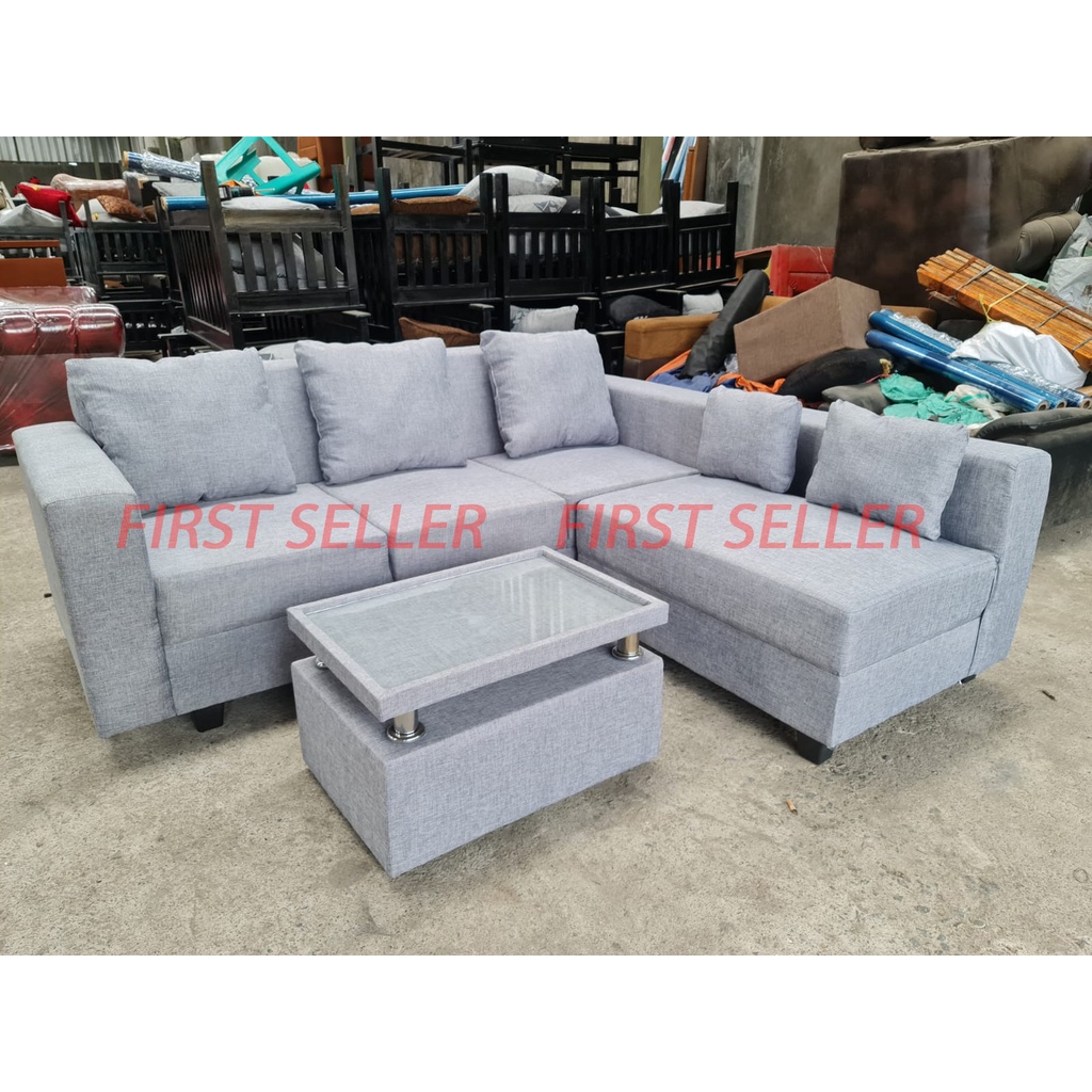[FREE ONGKIR + MEJA] SOFA L PUTUS / SOFA L PUTUS MINIMALIS CHLOE CANVAS EMPUK NYAMAN