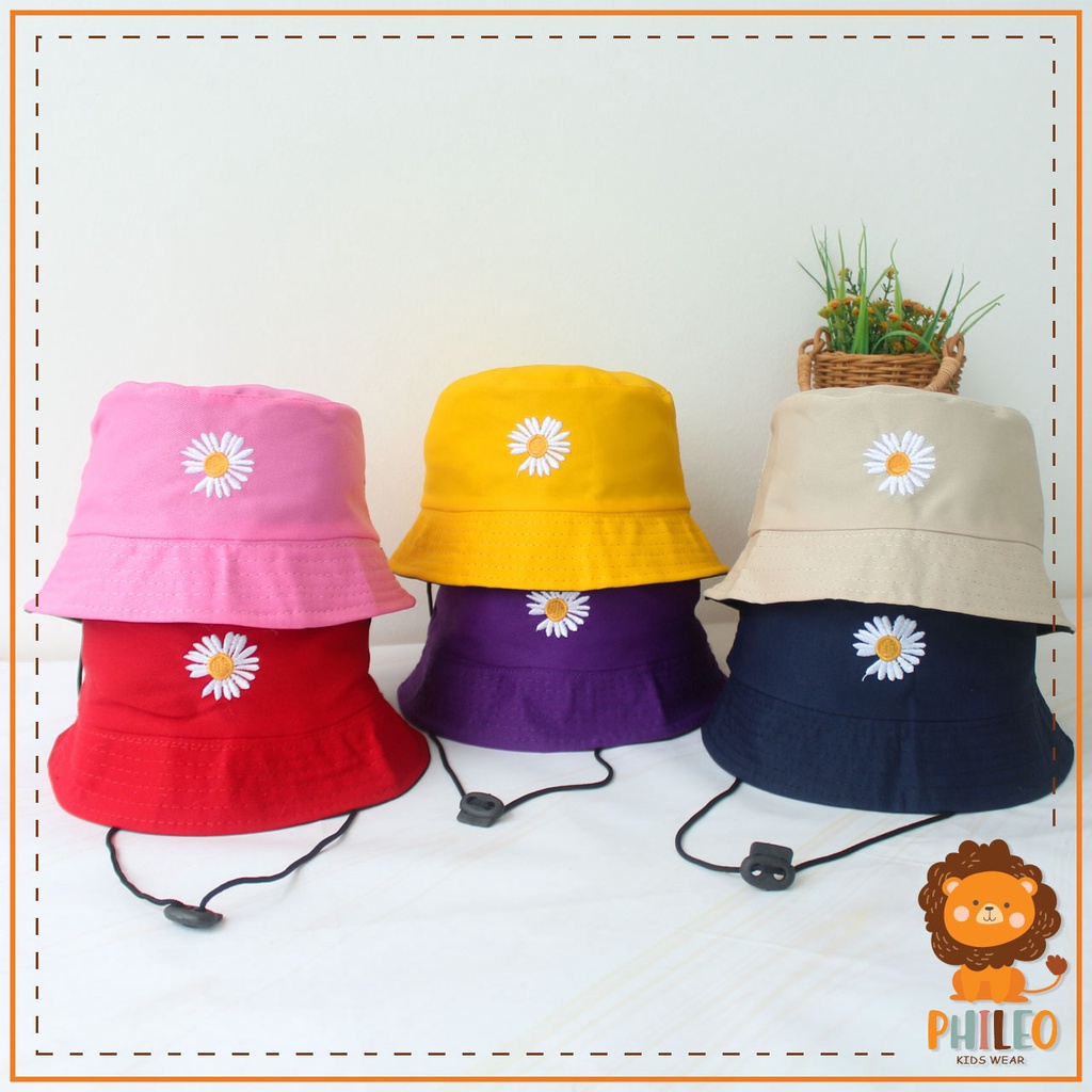 Terbaru PHILEO | TOPI BUCKET TALI PREMIUM DUA SISI BOLAK BALIK - BUCKET ANAK TOPI DEWASA BUNGA DAYSI