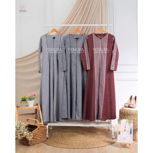 Gamis New Marwa Dress Katun Dobby Busui Original Fenuza