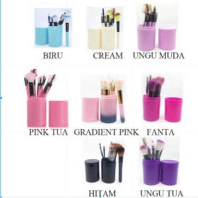 Set Brush 12 pcs+ Tabung Penyimpanan  Make Up