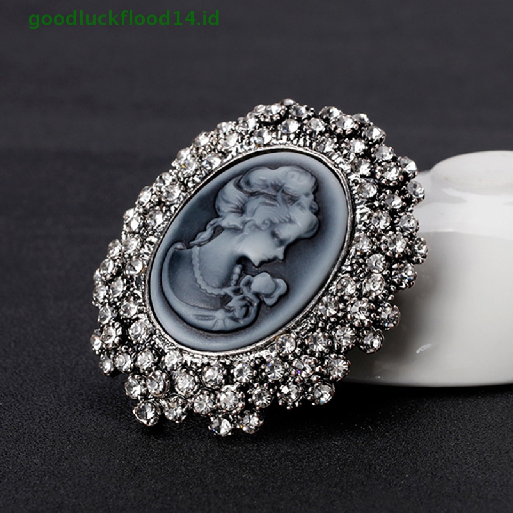 [GOOGFOUR] 1pc Vintage Cameo Victoria Gaya Kristal Pesta Pernikahan Wanita Liontin Bros Pin [TOP]