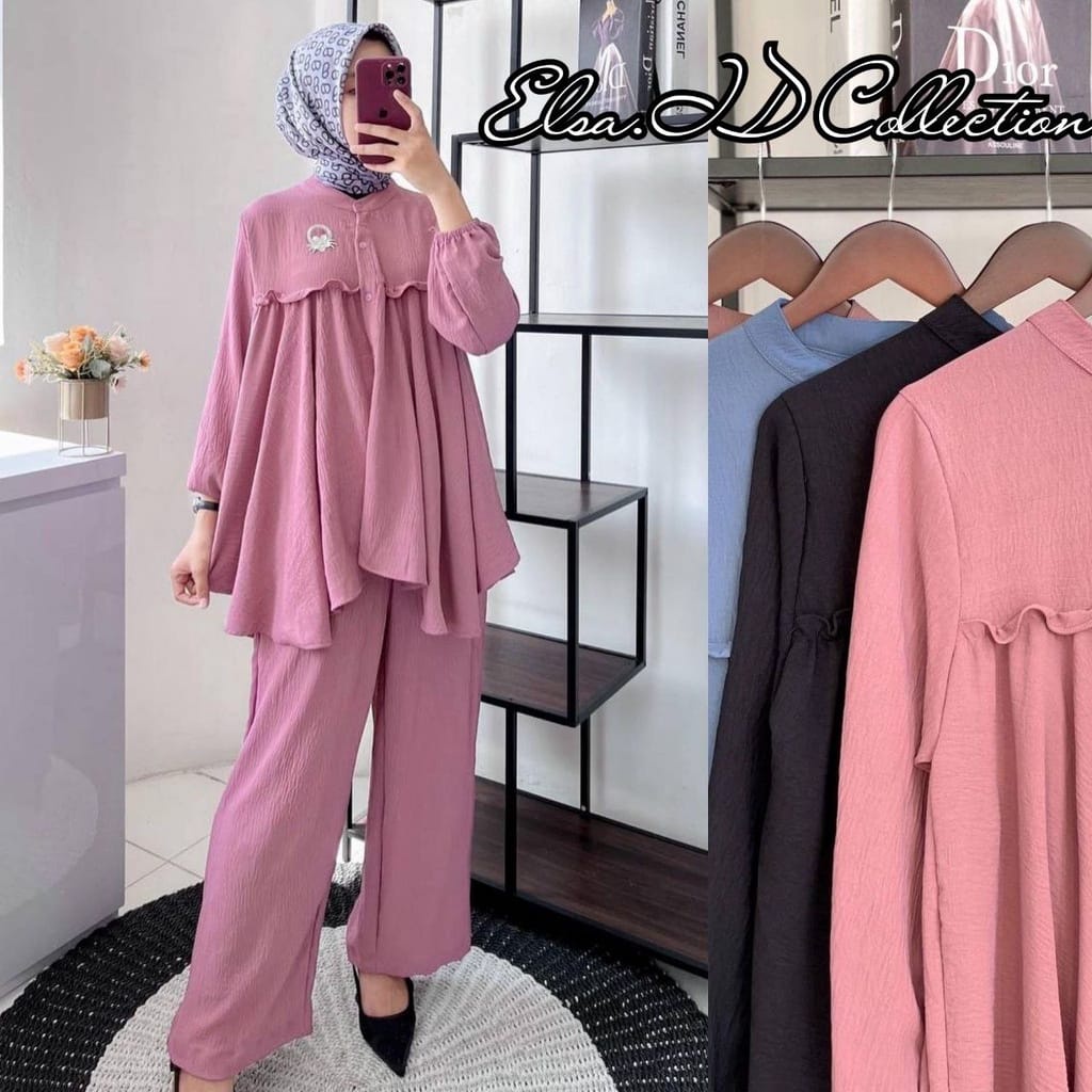 ONE SET TERBARU BAJU KEMEJA + CELANA / SETELAN DIANA VIRAL WANITA TERBARU M-L-XL