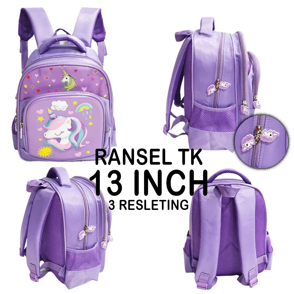 BACKPACK TK TAS RANSEL ANAK SEKOLAH PEREMPUAN TK ICE CREAM SUGAR KARTUN RABBIT KELINCI 3Resleting Karet ( Sun Sugar ES KRIM 12&quot; 13&quot; Besti 16&quot; )