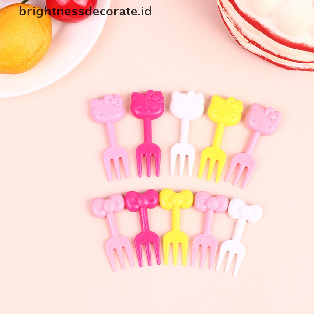 [Birth] 10pcs Mini Kawaii Animal Kartun Garpu Buah Anak Snack Kue Dessert Makanan Fruit Pick Tusuk Gigi Tanda Bento Makan Siang [ID]