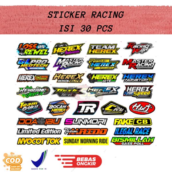 COD / Stiker Herex Stiker Motor Racing Isi 30 waterproff - sticker helm - sticker motor - racing her