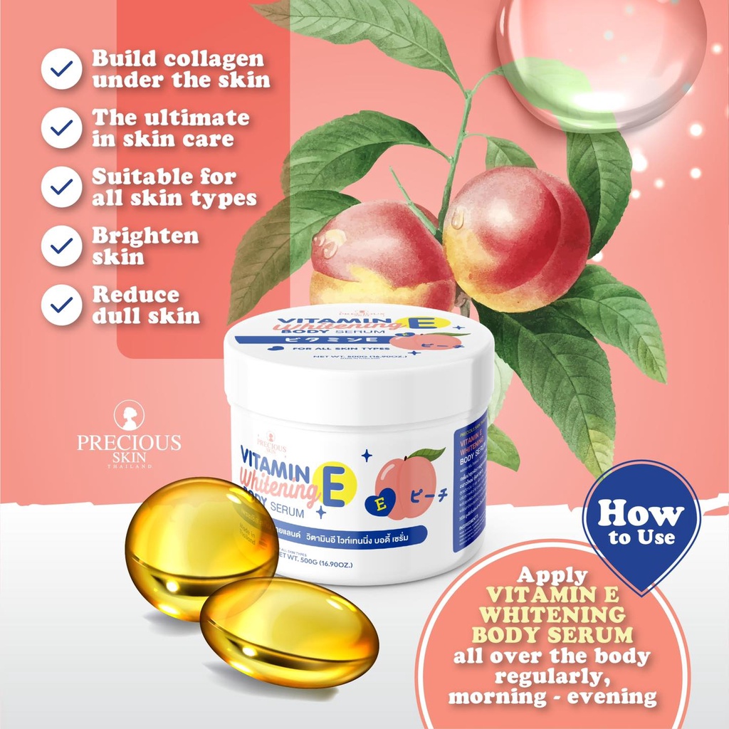 Precious Skin Vitamin E Whitening Body Serum Pemutih 500ml