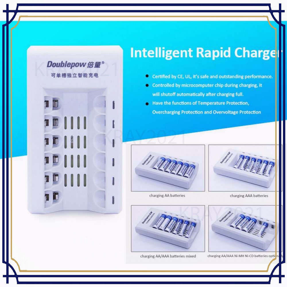 Charger Baterai 6 Slot Rapid Charger AA/AAA Ni-Mh Ni-Cd - DP-K206