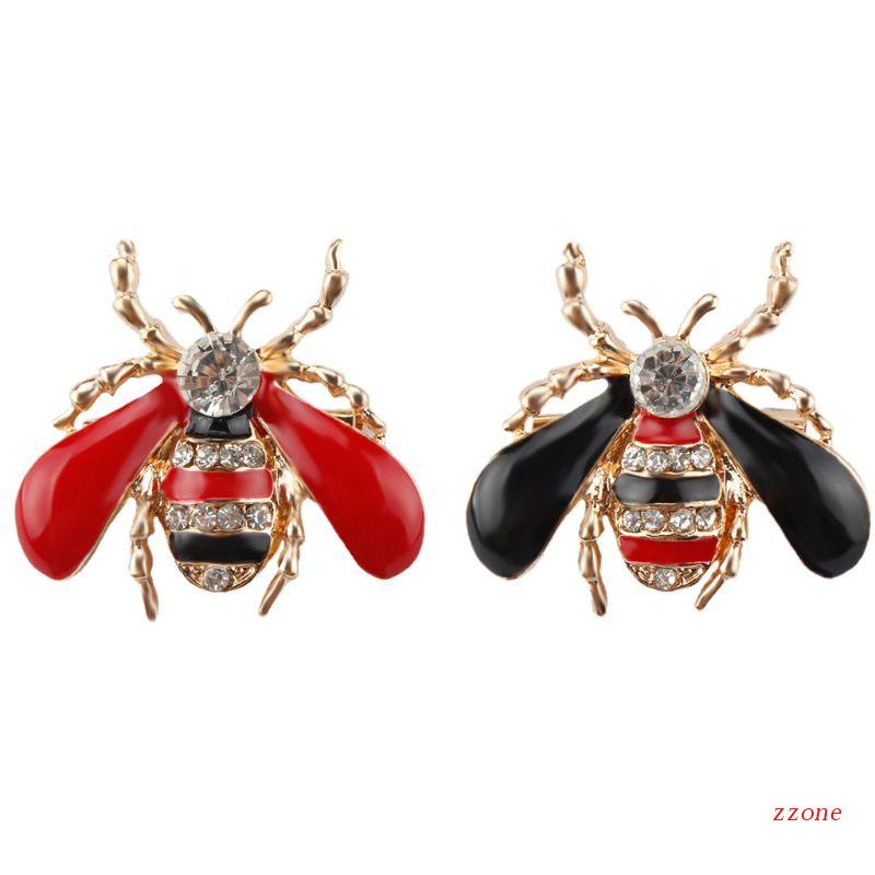 Zzz Bee Bros Enamel Untuk Berlian Imitasi Bug Madu Pin Indah Pakaian Gaun Syal Dec