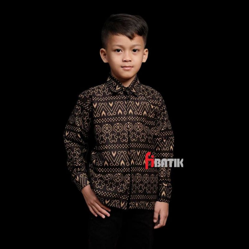 Baju Batik Kemeja Batik Anak Laki-laki Lengan Panjang Umur 2-12 Tahun Kain Katun Halus Seragam