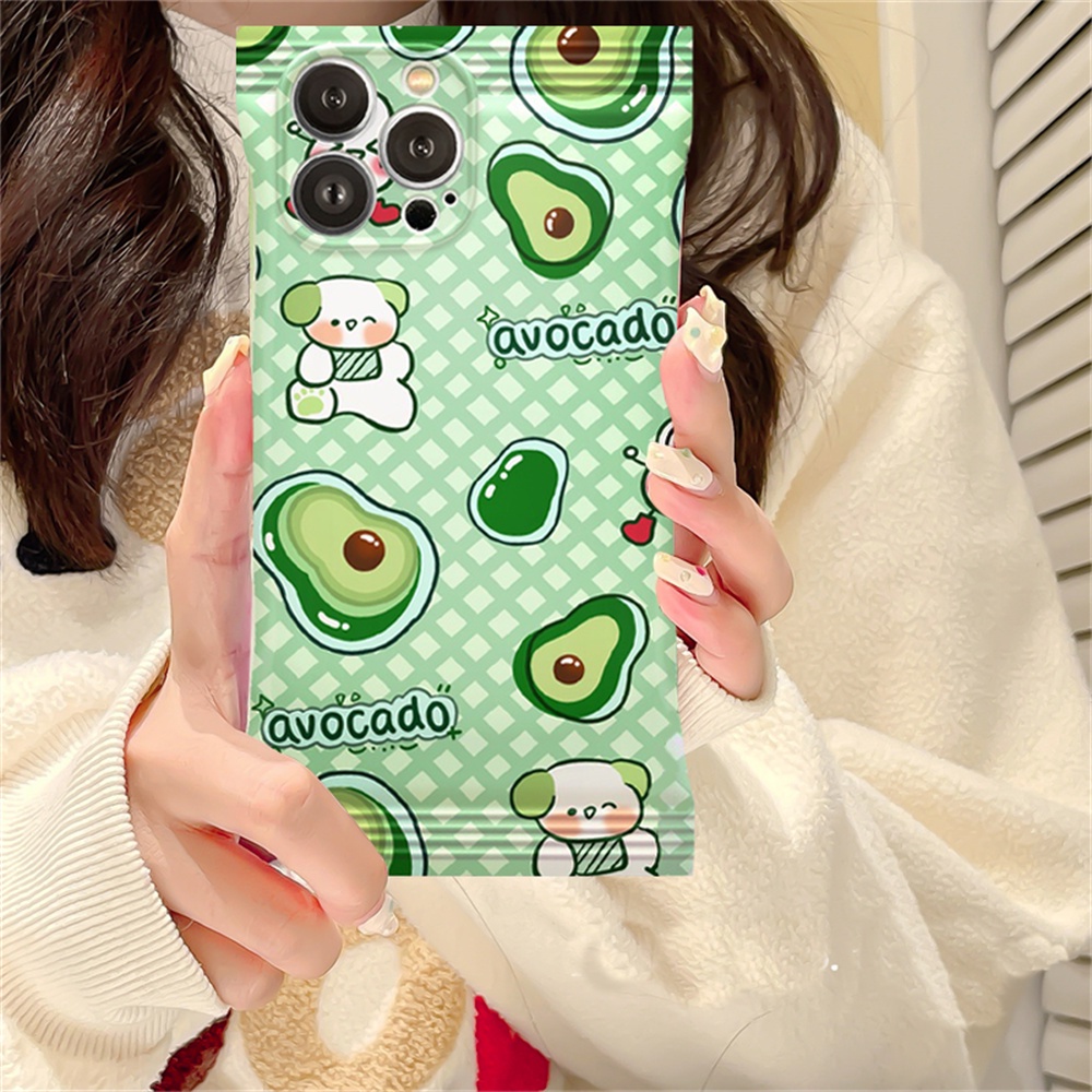 IPHONE Blueberry Girl Case Kompatibel Untuk Iphone14 14Pro 11 13 12 Pro MAX iPhone7 8plus 6s Plus XR 14Plus XS MAX Alpukat Kartun Beruang TPU Soft Phone Cover