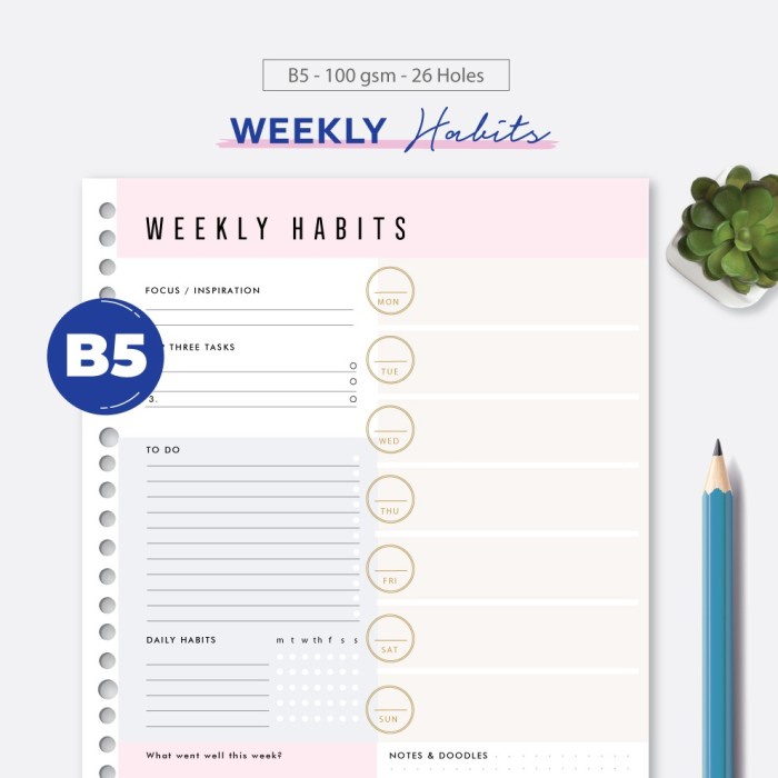 

Kertas Loose Leaf B5 - Weekly Habits By Bukuqu