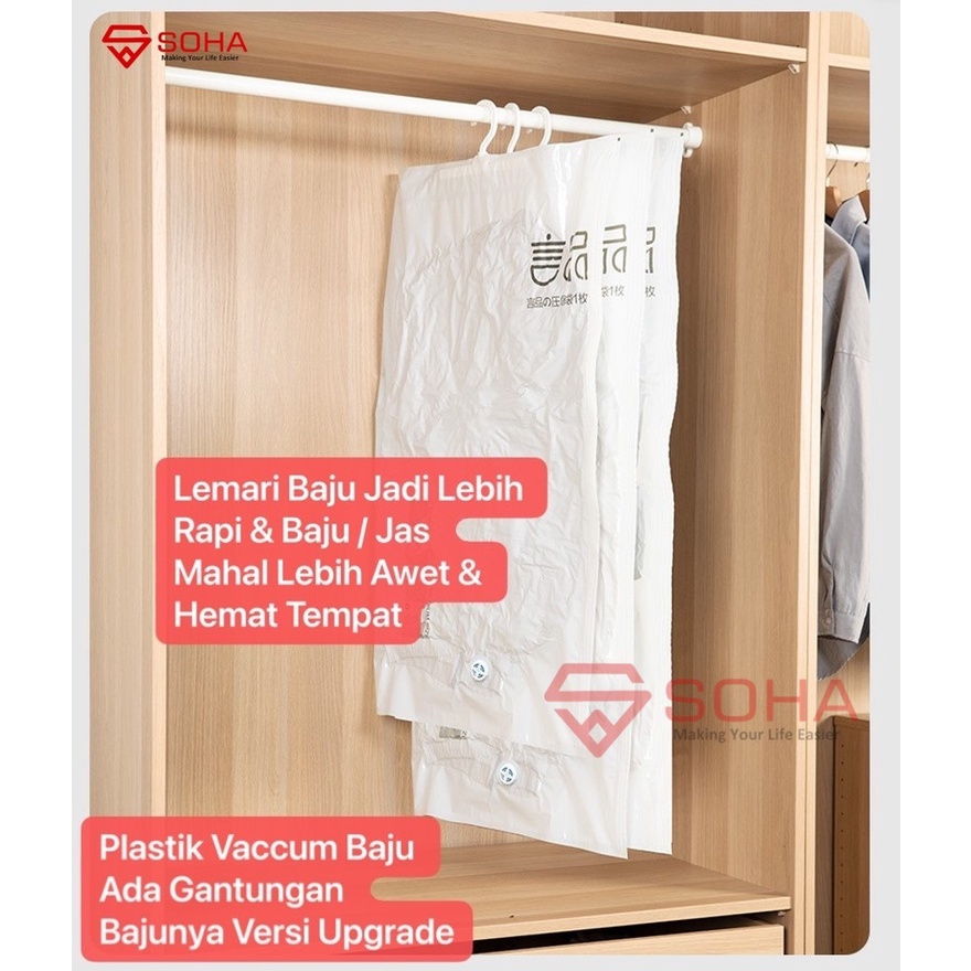 VB-07 Plastik Vakum Baju Gantung Plastic Bag Kantong Plastik Simpan Jas / Laundry Travel Bag Kompresi Simpan