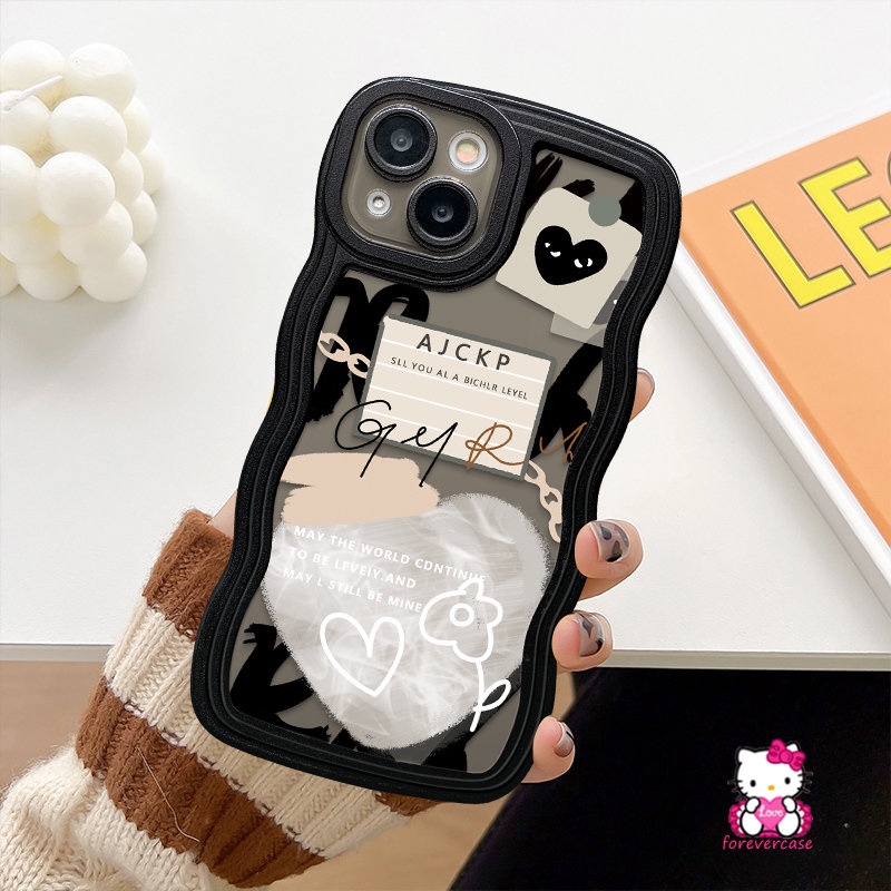 Casing Graffiti Love Heart Redmi 9T 9 10 9C NFC 9C 10C A1 10A 9A A1+PO CO M3 X3 NFC Redmi Note11 9s 9 10 10s 8 11Pro 10Pro Max Mi 11T Pro Wavy Edge Comme des Garcons Sarung Soft Case