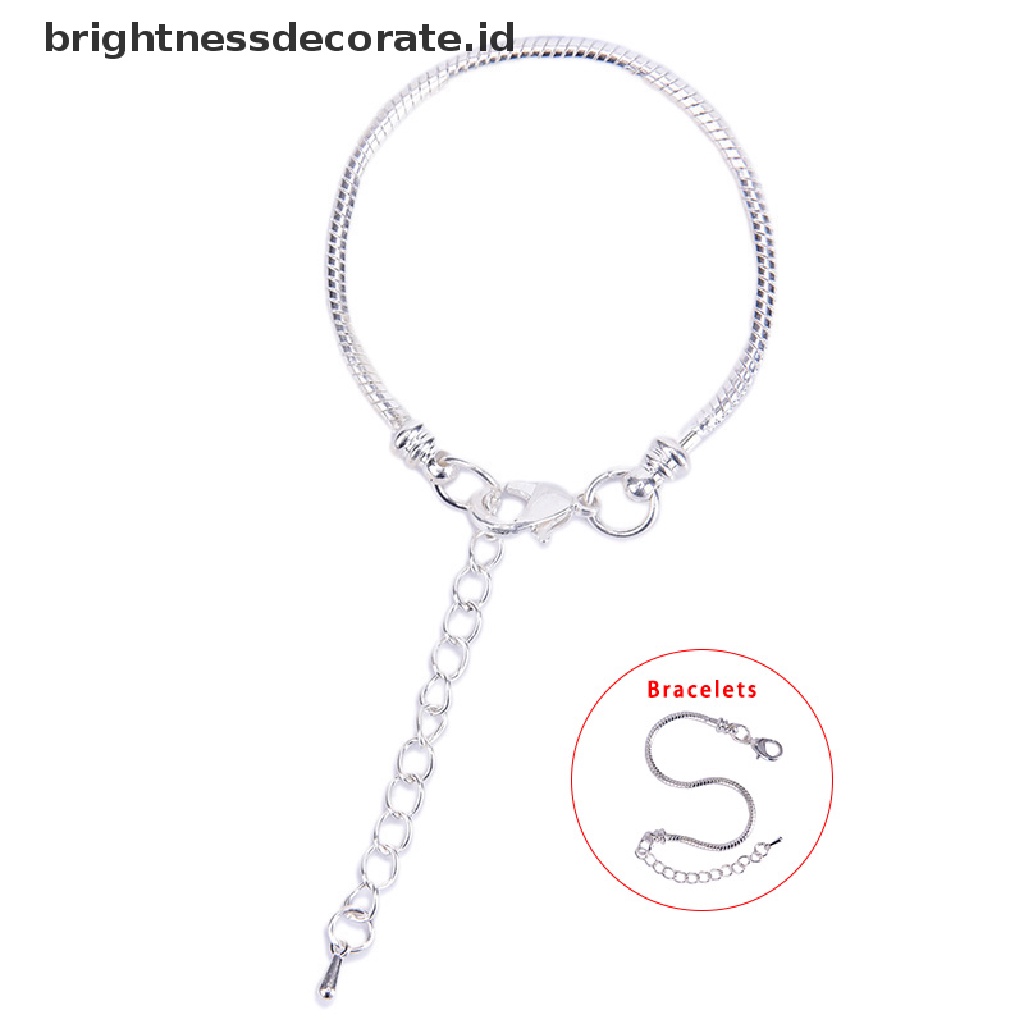 [Birth] Wanita Stainless Steel Tulang Ular Pesona Gelang Perak Bangle Bare Chain Jewelry [ID]