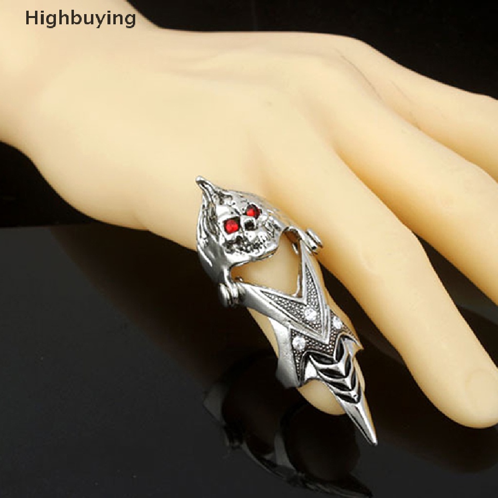 Hbid Gothic Punk Skull Knuckle Rings Sendi Cincin Cakar Yang Dapat Ditekuk Perhiasan Klub Pesta Glory