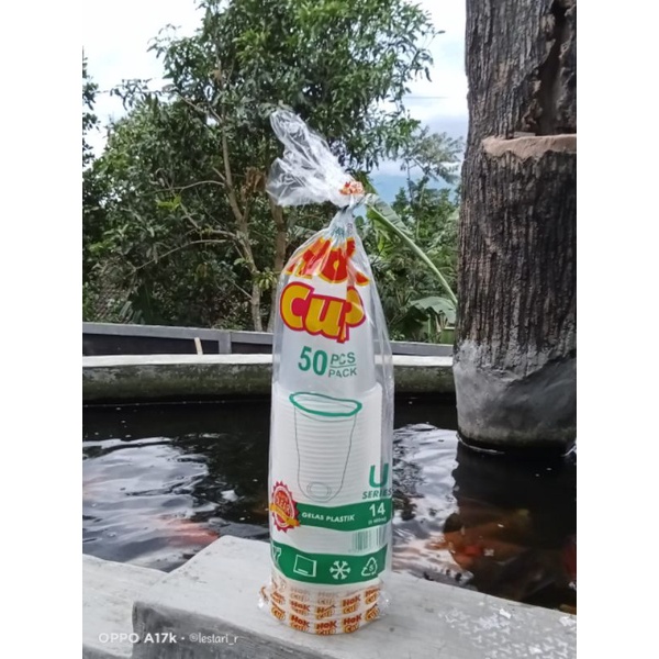 Cup Gelas Plastik Oval 14oz Polos
