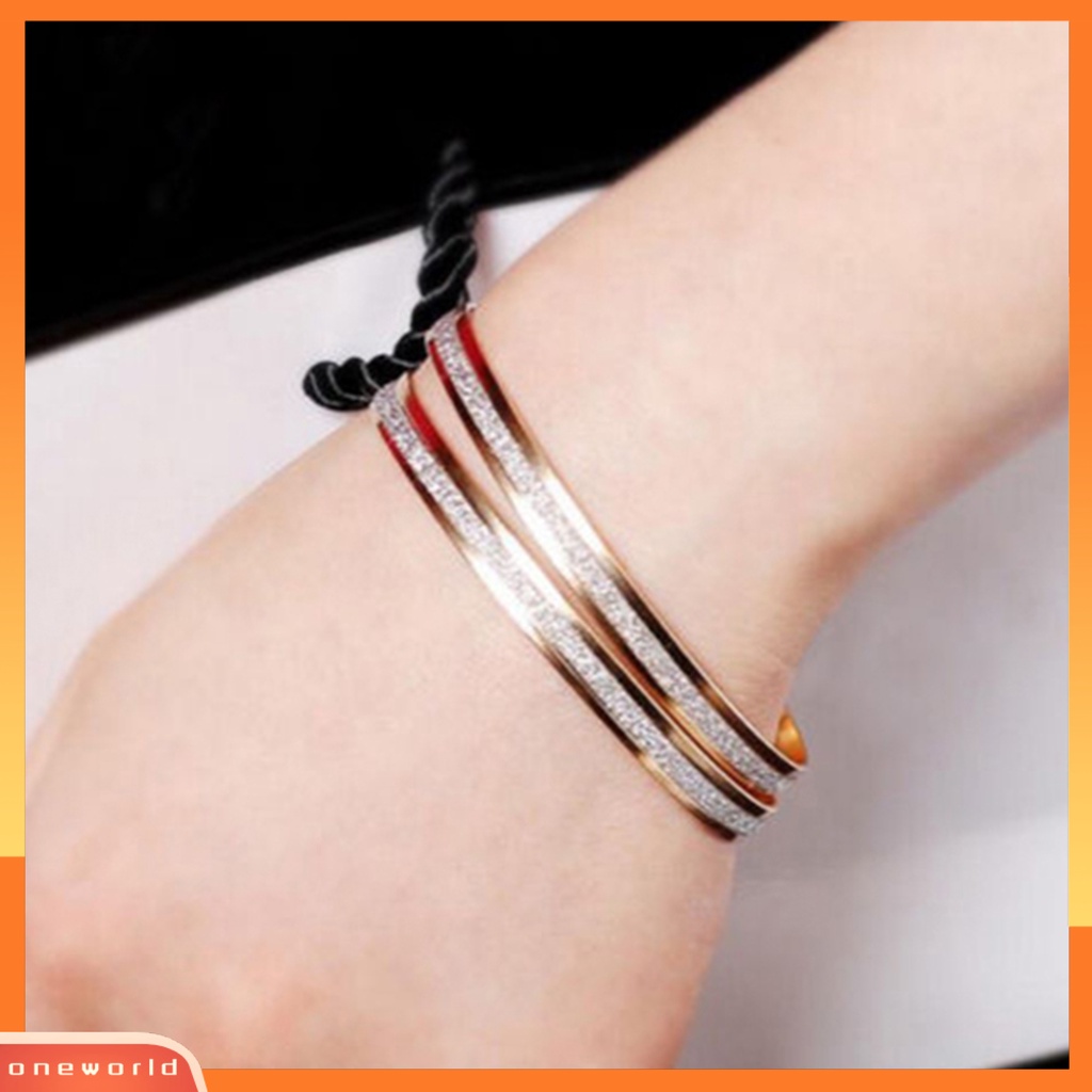 {oneworld} Bangle Exquisite Fadeless Wanita Sederhana Tengah Frosted Lingkaran Gelang Untuk Pesta Pacaran