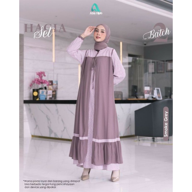 HAGIA DRESS OUTER SMOKE GREY L BY AFAS HIJAB/GAMIS OUTER/GAMIS KATUN/GAMIS CERUTY