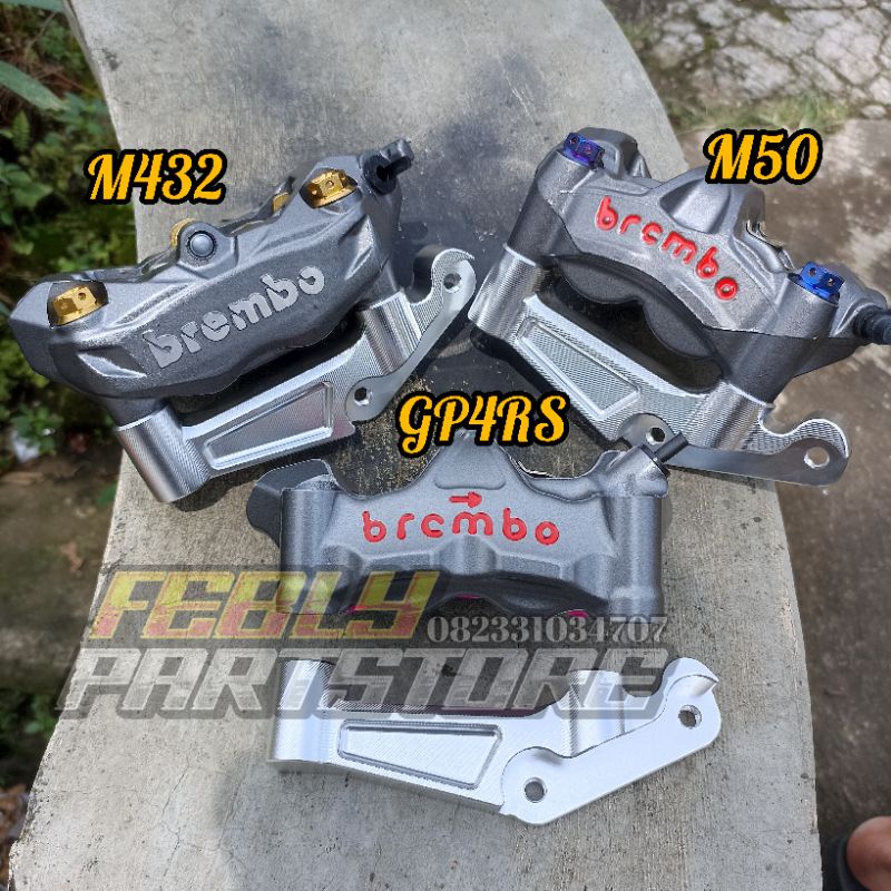 KALIPER BREMBO M432 M50 GP4RS PITCH 100 SET BREKET IMPORT PNP NINJA R RR SS KALIPER BREMBO M50 IMPOR