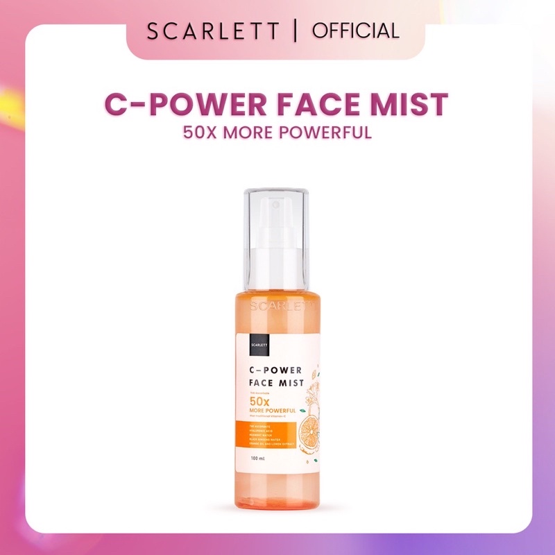 Scarlett Whitening C-Power Face Mist | Scarlet Whitening Face Mist Vitamin C Untuk Mencerahkan Penyegar Wajah