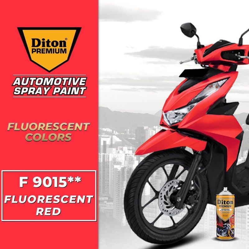 Pilok Pylok Cat DITON Premium Stabilo Merah /Fluorescent Red (9015)400cc Tahan Bensin.Cepat Kering.