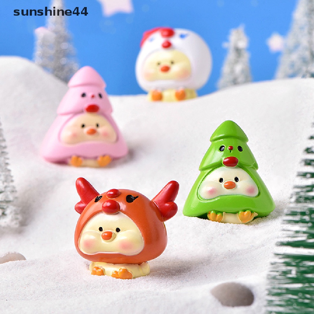 Sunshine Pohon Natal Elk Deer Snowman Model Patung Aksesoris Dekorasi Peri Taman.