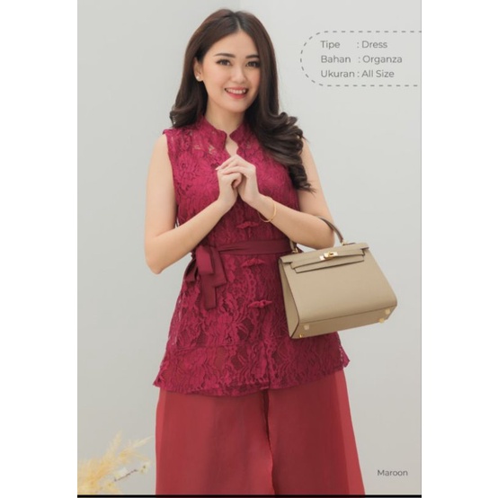 dress imlek/dress cheongsam jumbo/dress pesta/dress brokat organza imlek