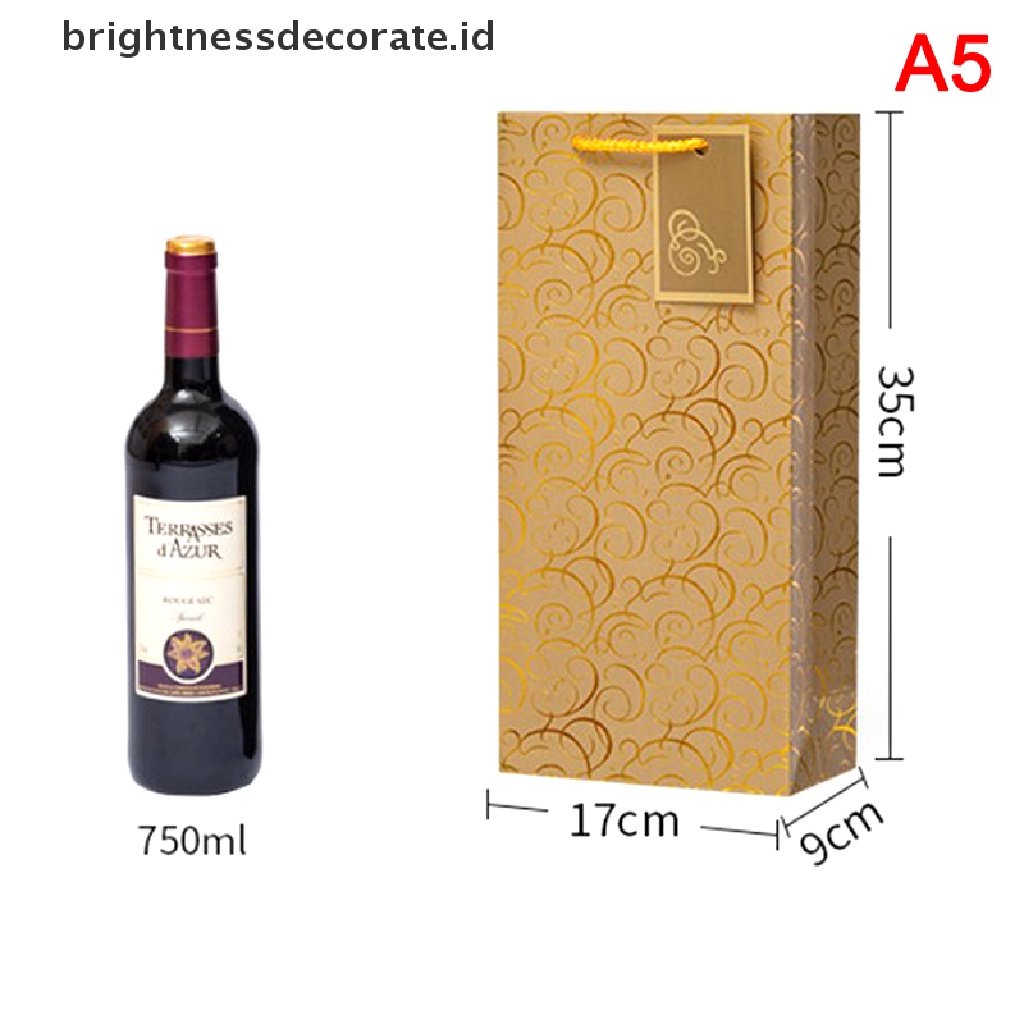 [Birth] 1pcs Kantong Wine, Paper Wine Bag Kraft 10pcs Kantong Anggur Kado Dengan Pegangan [ID]