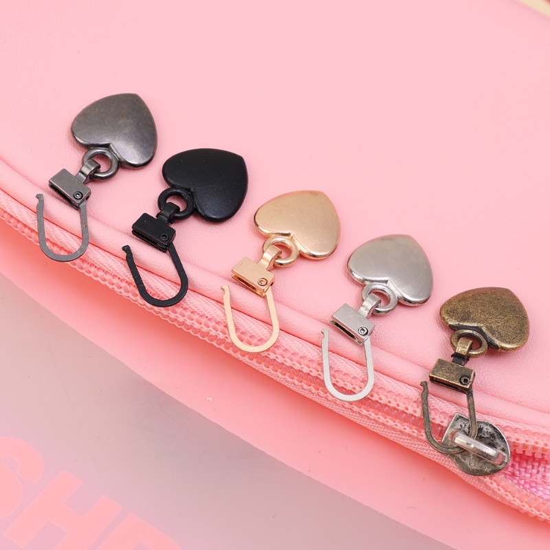 Detachable Heart Shape Metal Zipper Puller/Pakaian Luggage Tag Zip Slider/Gesper Rusak DIY Perbaikan Ritsleting Instan Snap