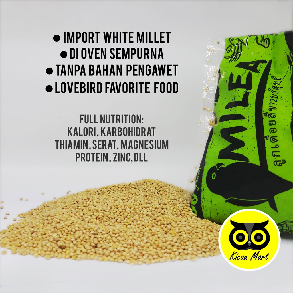 MILEA WHITE MILLET IMPORT USA BIJI MILET PUTIH 500 GRAM RACIKAN THAILAND PAKAN BURUNG LOVEBIRD MLEAS