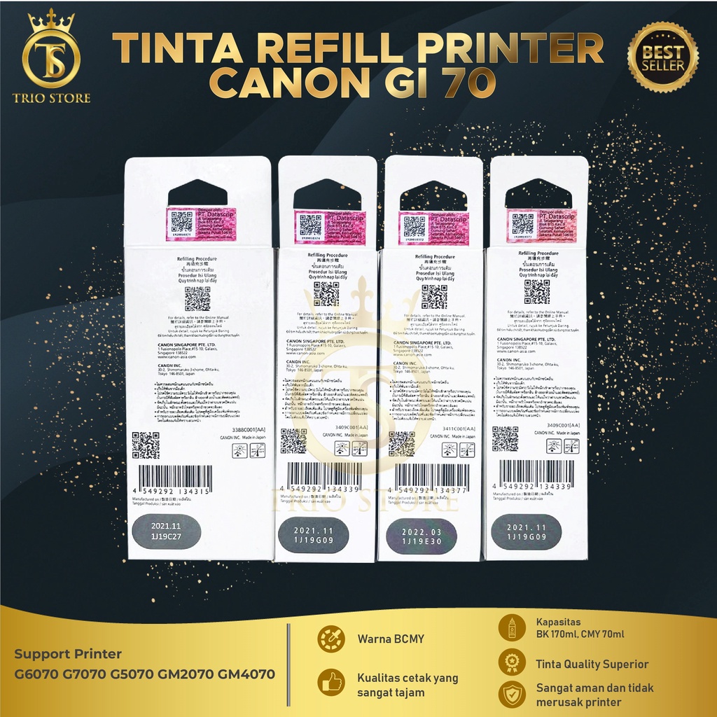 Tinta Canon Gi 70 For Printer G5070 G6070 G7070 GM2070 GM4070