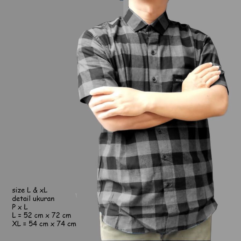 KEMEJA FLANEL PRIA WARNA ABU