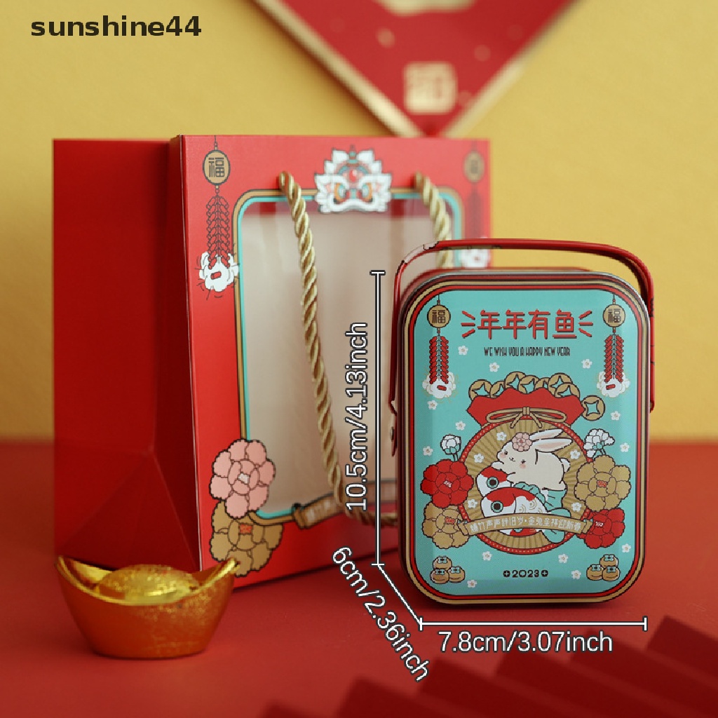 Sunshine Imlek Hawa Kelinci New Year's Eve Tin Box Kotak Kue Kering Kotak Kaleng Kotak Kosong Kotak Hadiah Tinplate Candy Box Kotak Kue.