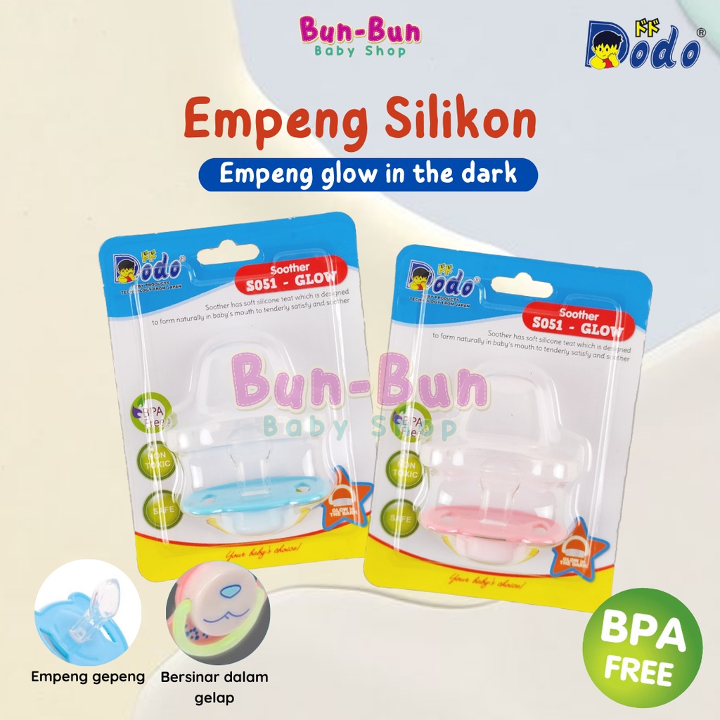 DODO Empeng Bayi Gepeng Glow In The Dark Dot Silikon Soother Nipple Silicone Baby New Born BPA FREE Laki Perempuan Perlengkapan Baru Lahir Peralatan Makan MPASI Newborn Bunbunbabyshop