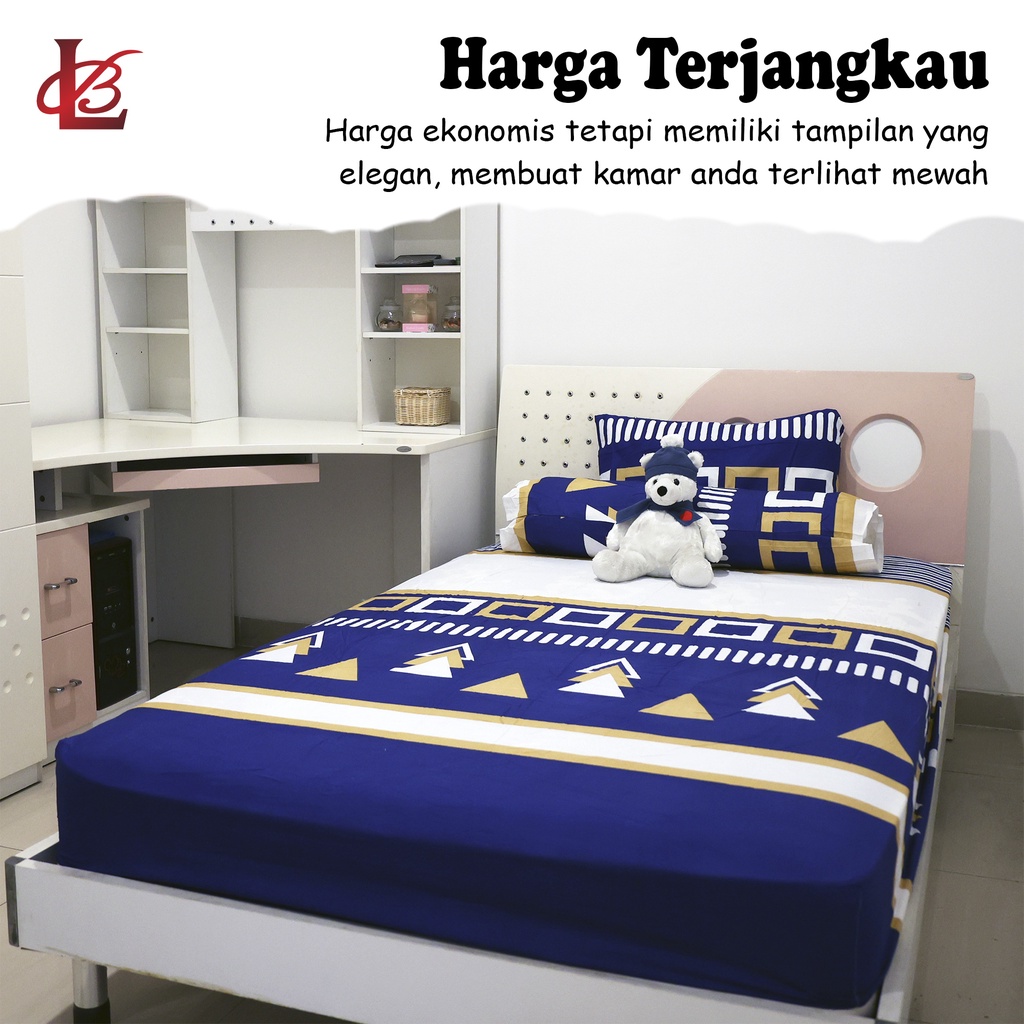 Sprei Kasur Double Ukuran 120x200cm Satu Set Sarung Bantal Guling Motif Bahan Kain TC Halus Lembut Perlengkapan Kamar Tidur Import - CD-4 - Luckystar