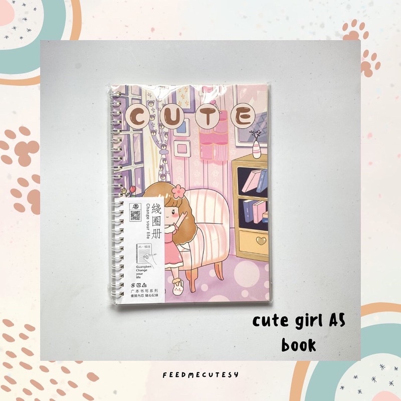 

cute girl a5 book | Feedmecutesy | atk alat tulis lucu anak import
