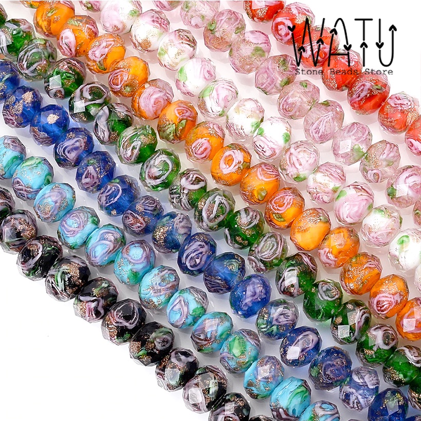 Bahan Gelang Emas Cyrstal Ceko Murano Lampwork 1String