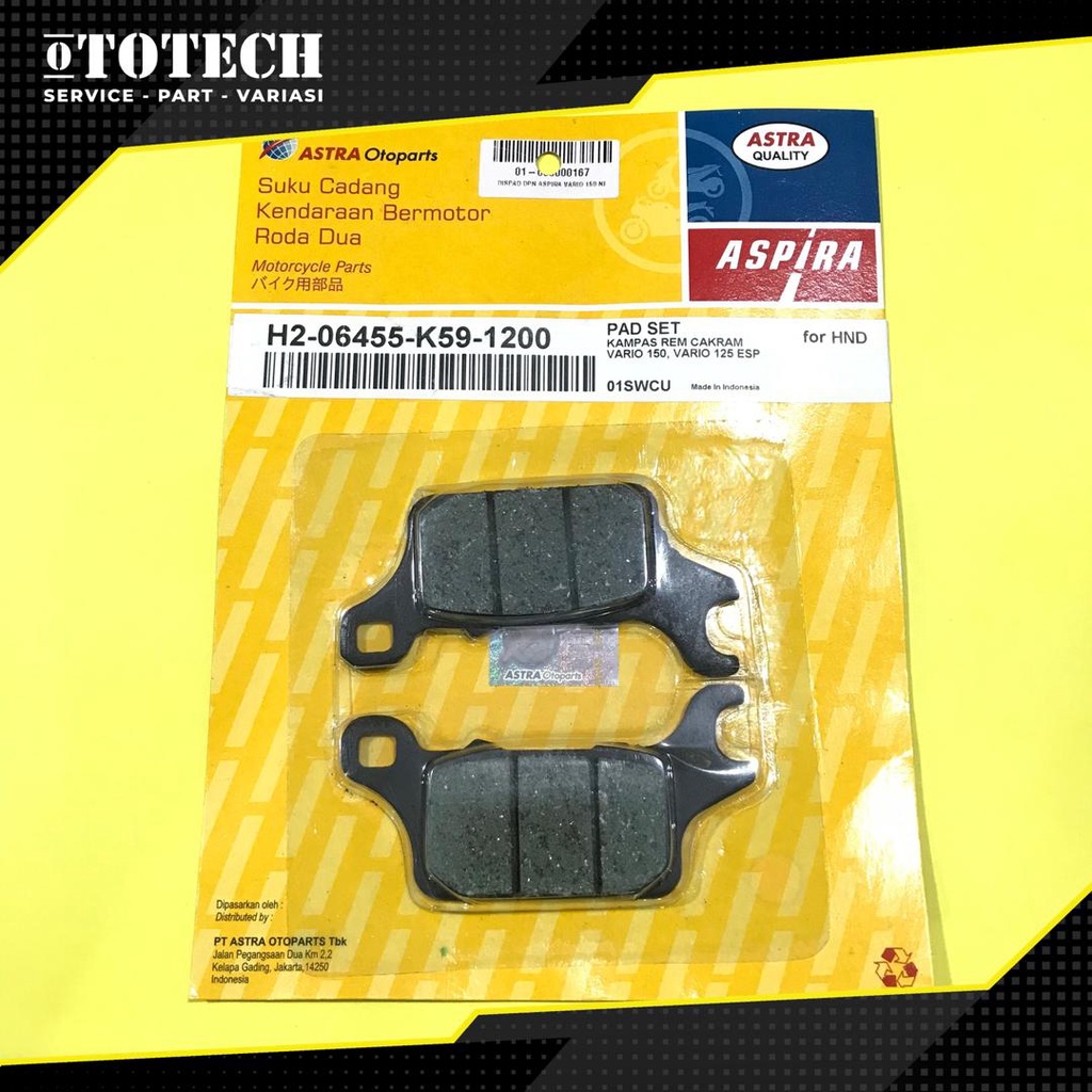 DISPAD KAMPAS REM CAKRAM DEPAN ASPIRA VARIO 150 VARIO 125 ESP