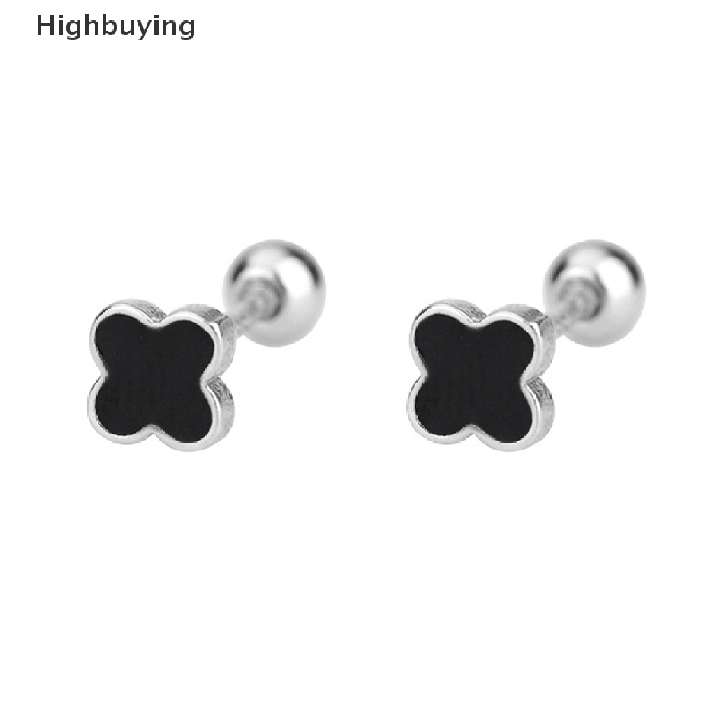 Hbid 1pasang925 Sterling Silver Lucu Hitam Cinta Hati Anting Sekrup Telinga Tulang Kuku Fashion Sederhana Wanita Pesta Pernikahan Perhiasan Halus Glory