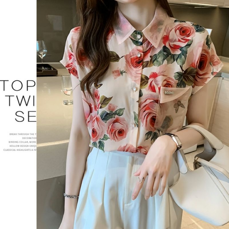 MDLV ~ 2172# Elianna Floral Top Blouse Kemeja Flower korea import